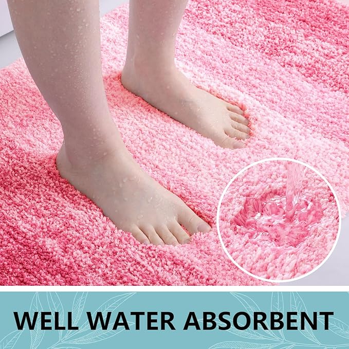 Arotive Microfiber Bathroom Rugs, Shaggy Soft and Absorbent Bath Rug, Non-Slip, Thick Plush Machine Washable Dry Bath Mats for Bathroom, Tub and Shower, 30x20, Pink, Rectangular