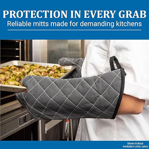 San Jamar Bestguard Oven Mitt with Reinforced Webguard Plus, Cotton, 17 Inches, Black