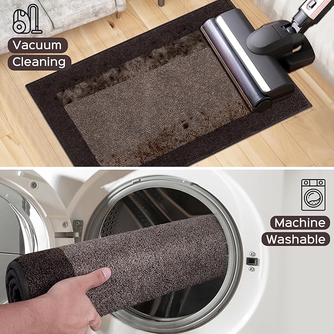 DOMUSTEX Machine Washable Kitchen Rug 24" x 70", Non Slip Kitchen Mat for Floor, Absorbent Entrance Runner Rug for Bedroom, Hallway, Bathroom, Door (Roll Packing)
