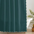 MONDAY MOOSE Scalloped Waffle Weave Shower Curtain with Rustproof Metal Grommet Holes for Bathroom, Machine Washable, Hooks Included (72x72 inch, Light Sage/Dark Teal)