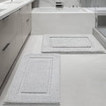 ZOESIOER Bathroom Rugs Sets 2 Piece, Ultra Absorbent Soft Bath Rug, Machine Washable Microfiber Non-Slip Bath Mat for Bathroom Floor, Tub, Toilet, Shower Room, Light Grey