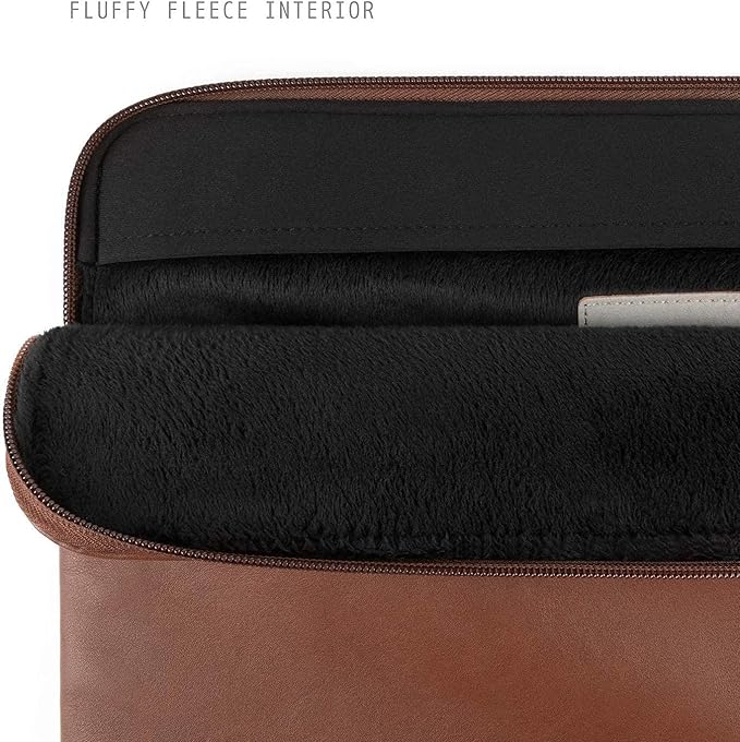 Comfyable Slim Protective Laptop Sleeve 14 Inch Snugly Compatible with MacBook Pro 14-inch M5 M4 M3 M2 M1 Pro/Max 2025, PU Leather Bag Waterproof Cover Notebook Computer Case for Mac, Brown