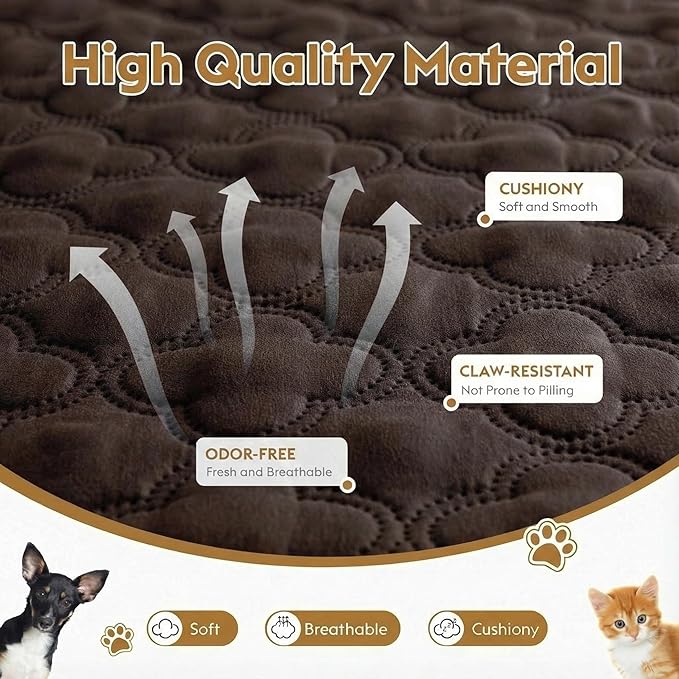 FunFurry Waterproof Dog Blanket, Couch Cover for Dogs Washable, Reversible Dog Bed Cover, Couch Furniture Protector. (Dark＆Light Brown, 68 X 82 Inch - 1 Pack)
