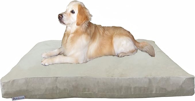 Dogbed4less Jumbo Orthopedic Extreme Comfort Memory Foam Dog Beds for Extra Large Dog, Waterproof Internal Cover and Machine Washable External Cover, 55X47 Pet Pillow, Khaki