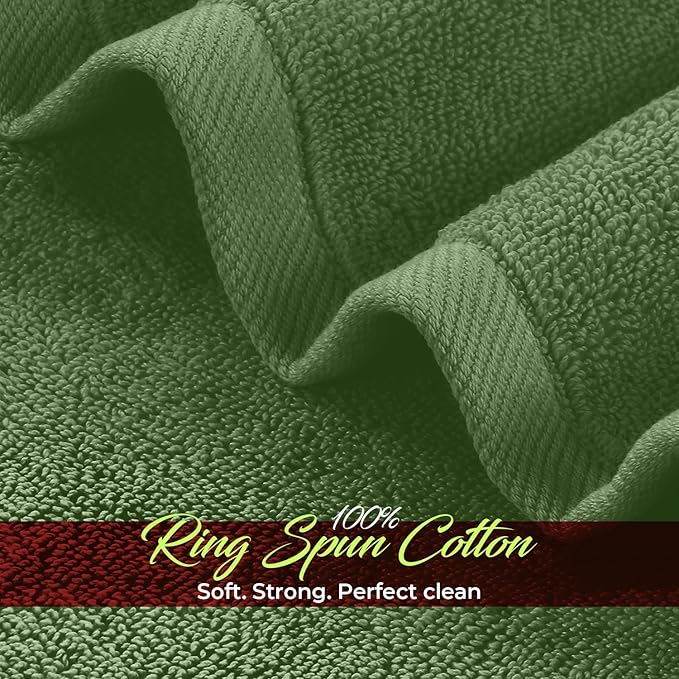RIVERSIDE 12 Pack Washcloths - 12x12 Inches, 500 GSM, 100% Ring-Spun Cotton - Soft, Absorbent & Durable Face and Body Towels - for Bathroom, Spa, Gym, Makeup Removal & Everyday Use - Sage Green