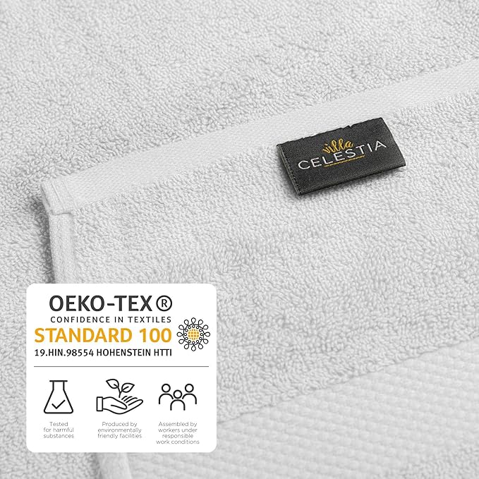 Villa Celestia 100% Cotton Wash Cloth for face & Body Set of 12, (12 x 12 inches) Sustainable, Soft, Highly Absorbent, Combed Cotton Wash Cloths Pack of 12 for Hotels, Spa, Bathroom, Dorm, White