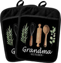 Grandma Kitchen Gifts Pot Holders 2 Pack Set, Grandma Baking Cooking Gifts, Gift for Grandmother Heat Resistant Oven Hot Pads for Kitchen Countertop Baking