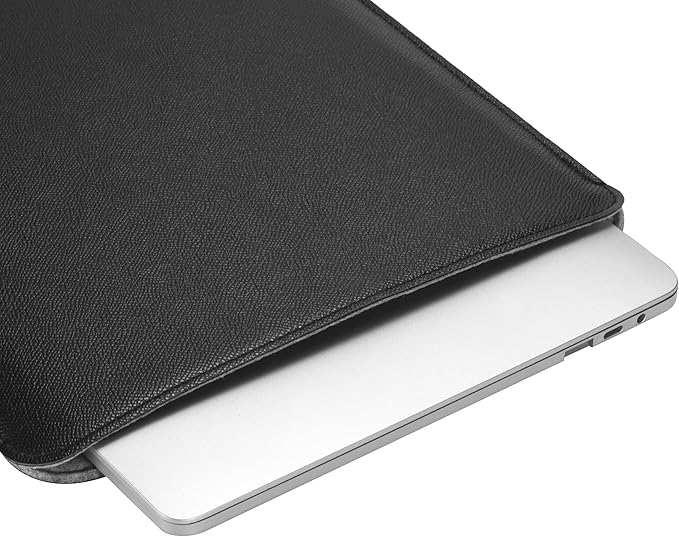 Comfyable Laptop Sleeve 14 Inch Precisely Compatible with MacBook Pro M5 M4 M3 M2 M1 Pro/Max 2025, Faux Leather Cover Case 14 in, Black