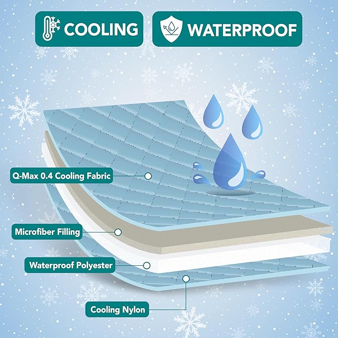 PetAmi Waterproof Cooling Mat for Dog, Premium Pet Cooling Blanket for Bed Crate, Anti Slip Indoor Dog Cool Pad for Sleeping, Q-MAX Large Sofa Couch Cover Mat for Cat, Pink, 60x80