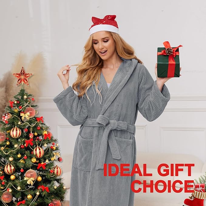 PJGGZ Hooded Bathrobes for Women, Soft Long Towel Robes for Women - Quick Dry yet Warm