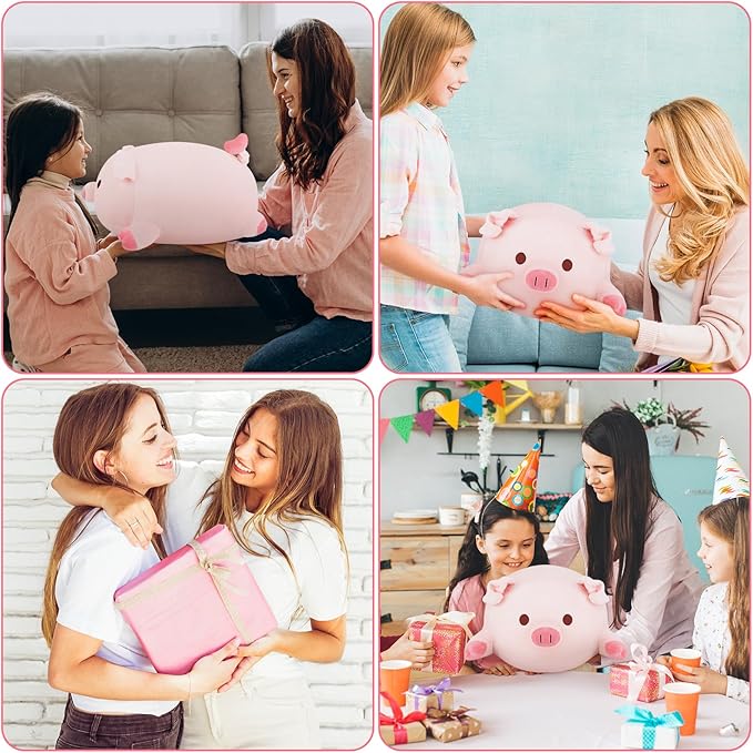 Achwishap 5PCS Pig Family,Pig Stuffed Animal Mommy with 4 Pig Babies Plush,Cute Pig Plush Pillow Cushion Doll,Kawaii Pig Plush Toy Hugging Pillow for Kid Birthday Gift Adult Valentines(16” Pig Family)