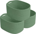 ECDYQXVU Cotton Rope Storage Basket, 15x10x9 Inches, Woven Basket for Shelves, Clothes, Towels, Books, and Laundry, Green (3 Pack)