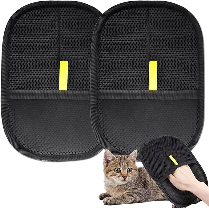 2PC 2025 Electrostatic Gloves Pet Hair: Pets Hair Remover Electro Antistatic Hair Removal Glove Cat Mitt Mitten Static Reusable Tool Furniture Cleaning Animal Double Sided Grooming Magic Fur Dogs Mit