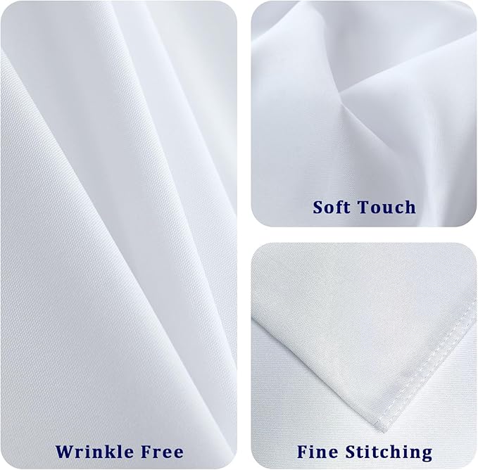 Rectangle Stain and Wrinkle Resistant Washable Polyester Table Cloth, Decorative Fabric Table Cover for Dining Kitchen Tables, Parties and Camping, 54 x 108 Inch,2 Pack,White