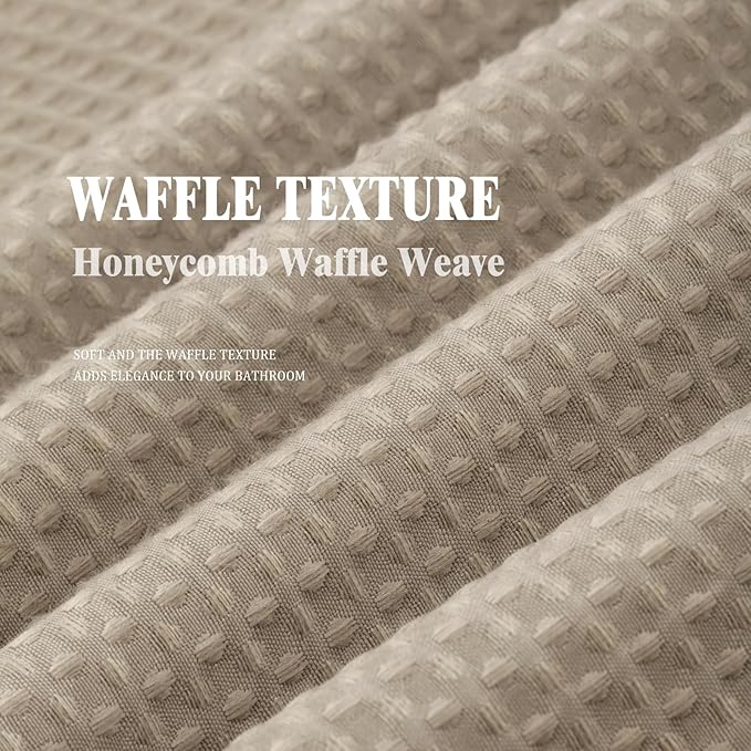 Awellife Waffle Hotel Textured Beige Shower Curtains for Bathroom 230 GSM Heavy Duty Fabric Liner, 72" W X 96" L Inch