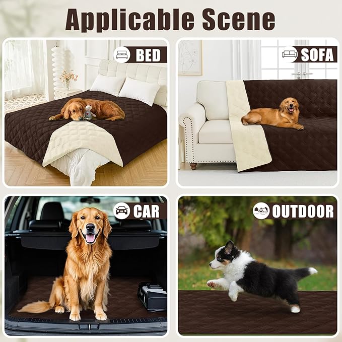 Smiry Waterproof Dog Bed Cover Blanket 30x70, Soft Reversible Pet Blanket, Washable Leakproof Cats Dogs Couch Cover for Sofa, Couch, Furniture, Lattice, Chocolate/Beige