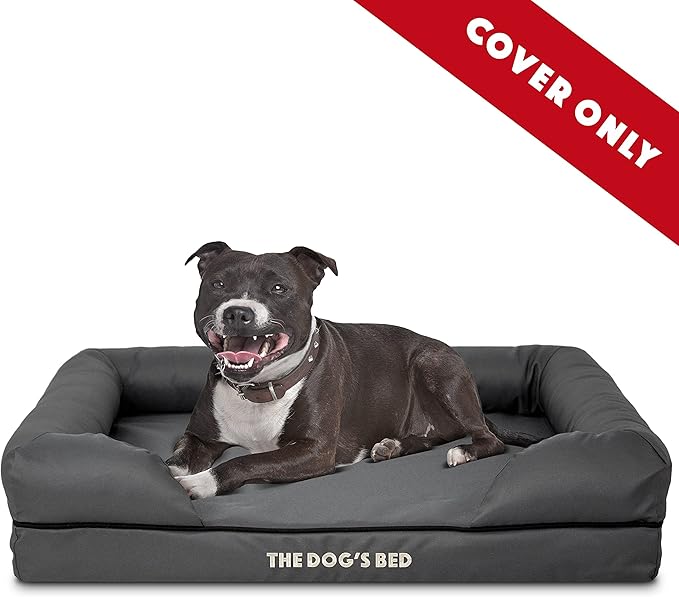 The Dog's Bed Replacement Outer Cover ONLY (Outer Cover ONLY - NO Bed, NO Waterproof Inner) for The Dog's Bed, Washable Oxford Fabric, Medium (Grey & Black Piping) Veterinary Approved