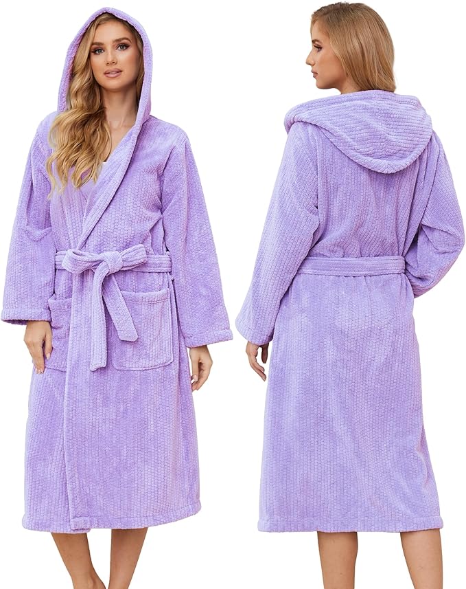 PJGGZ Hooded Bathrobes for Women, Soft Long Towel Robes for Women - Quick Dry yet Warm