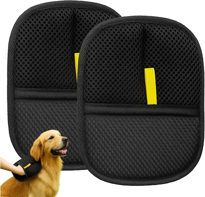 Dog Brush for Shedding, 2 Pack Pet Grooming Glove for Dogs & Cats, Hair Remover Mitt, Easy Clean De-Shedding Tool, Gentle Massage