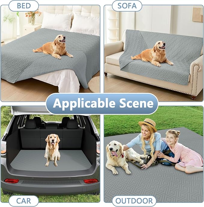 hyha Waterproof Dog Blanket, Soft Dog Bed Cover Pet Blankets, Waterproof Sofa Couch Cover for Dogs Washable, Reversible Pet Couch Covers for Sofa Furniture (68x82 Inch, Grey/Grey)