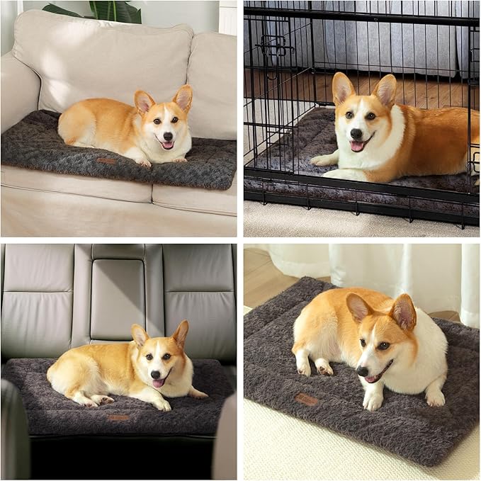 Reversible Dog Bed Mat 35"x22" for Medium Dogs - Supportive Double-Sided Crate Pad, All-Season Cooling & Warmth, Ultra Soft Machine Washable Pet Bed, Fits Most 36-Inch Kennels,Dark Gray