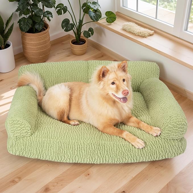KHONSU PET Orthopedic Dog Sofa for Medium Dogs Plush Dog Couch Chair with Removable Washable Cover, Supportive & Durable Bed for Pets Up to 40lbs-Grey