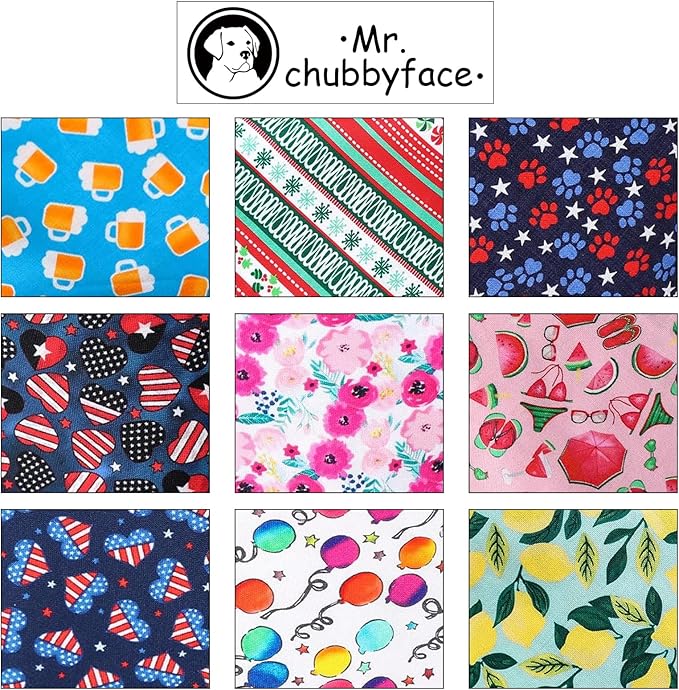 MR. CHUBBYFACE Birthday Dog Bandanas Reversible Triangle Bibs Scarf Accessories for Dogs Cats Pets C:Balloon