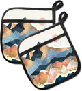 Pot Holders for Kitchen, Heat Resistance Hot Pads, Cute Potholder with Pocket for Kitchen Cooking Baking 2 Packs, Beautiful Mountain View