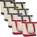 Canvas Tote Bag with Handles for Woman, Reusable Cloth Bag for Groceries and Shopping In Bulk - Blank Cotton Tote Bag, Suitable for DIY Projects HEAVY DUTY, 16"X14.5" With 4” Gusset, Assorted 8 Pack