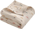 NTBAY 4 Layer Muslin Cotton Toddler Blanket, 42x60 Soft and Breathable Receiving for Newborns and Infants, Perfect for Crib, Stroller, Travel, Lightweight Nursery Blanket, Retro Race Car