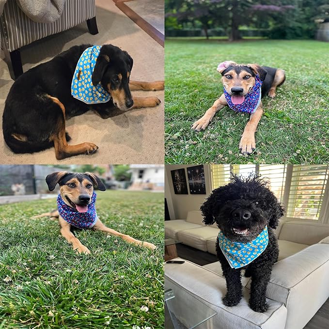 MR. CHUBBYFACE Heart Flag Striped Dog Bandanas Reversible Triangle Bibs Scarf Accessories for Dogs Cats Pets L