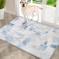 COMSLE Door Mat, Front Door Mat Indoor for Entrance Faux Wool Absorbent Non Slip Modern Throw Rug for Entryway Hallway Muddy Paws - Pet Friendly, 24x36 Inches,Square Blue Machine Washable