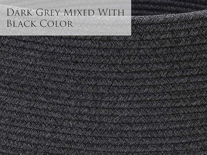 16" x 16" x 18" Extra Large Storage Basket with Lid, Cotton Rope Storage Baskets, Laundry Hamper, Cloth Bin, for Clothes Towels Blankets Pillows Storage in Living Room, All Black Grey Mix Basket
