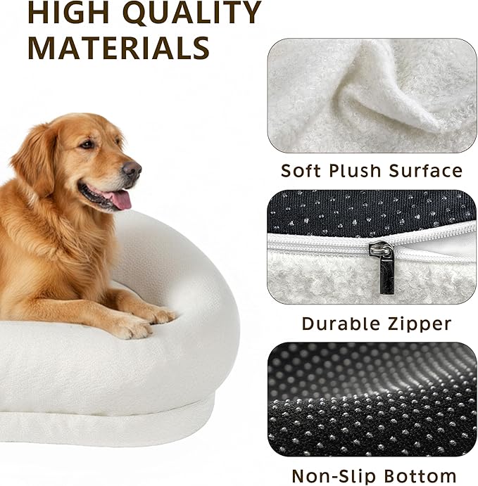LELEFIDO Orthopedic Dog Beds for Large Dogs, High-Density Foam Support Pet Bed with Cloud-Like Bolster Sides, Non-Slip Bottom, Washable Removable Cover, Pet Couch Bed for Medium Large Dogs