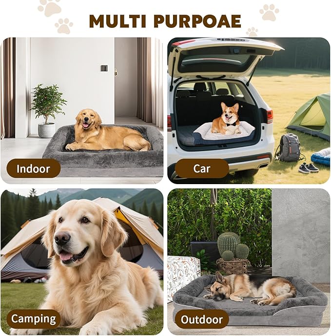Orthopedic Dog Bed for Medium and Large Dogs - Waterproof Dog Sofa with Removable Washable Cover and Egg Crate Foam Comfort Pet Sleeping Mat, Pet Bed Couch with Zipper and Non-Slip Bottom