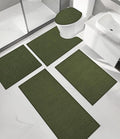 chakme Bathroom Rug Sets 5 Piece, Ultra Thin Bath Mat Quick Dry, Absorbent, Non Slip, Machine Washable, Dark Green, 17" x 24" / 17" x 30" / 17" x 59"