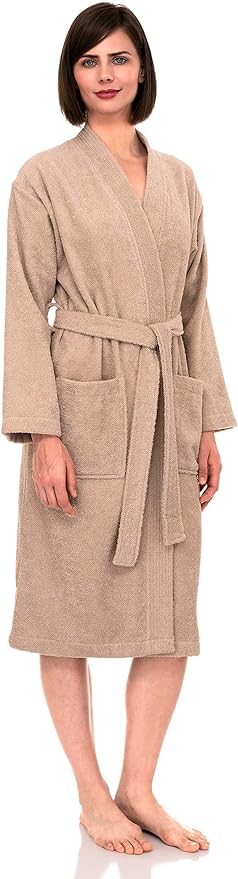 TowelSelections Womens Robe Cotton Kimono Bathrobe for Women Knee Length Terry Cloth Towel Robes for Women XS to 4X