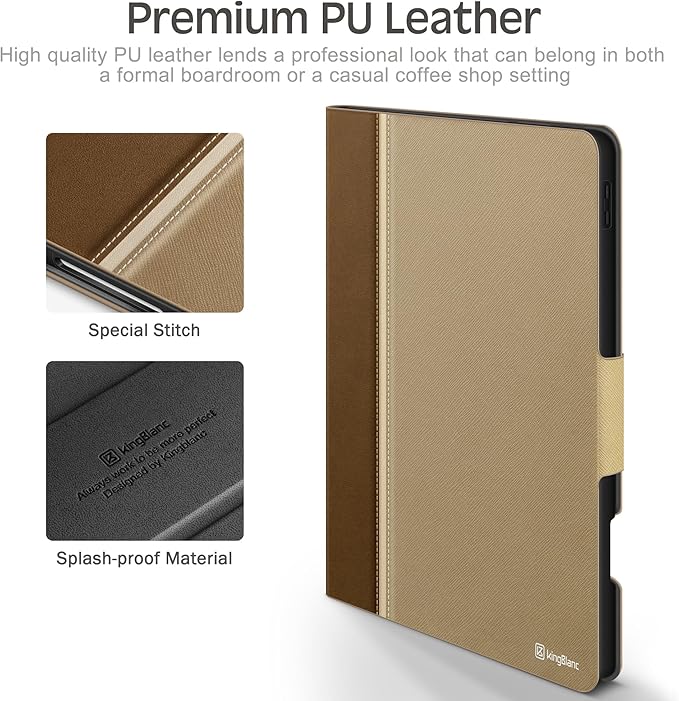 KingBlanc Case for iPad Pro 13-inch (M5 2025, M4 2024) with Built Pencil Holder, PU Leather Smart Stand Cover, Auto Sleep/Wake, Supports Pencil Pro/Pencil (USB-C), Multi-Viewing/Drawing Angles, Beige