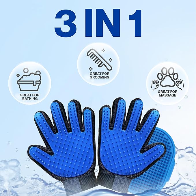 1TO3GO Pet Grooming Set with Dog Washing Gloves for Bathing, Dog Bath Brush and Silicone Dog Toothbrush, Pet Grooming Gloves for Dogs, Cats and Horses with 185 Silicone Tips