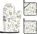 Floral Oven Mitts and Pot Holders Sets Wildflower Oven Gloves Heat Resistant 4 Pcs Pretty Decorative Kitchen Hot Pads and Mitts for Baking Cooking Grilling