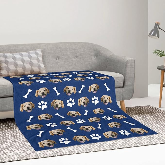 Ecautly Custom Dog Memorial Blanket with Photo, Personalized Pet Photo Blanket for Her, Pet Loss Gifts, Customized Puppy Picture Memory Gift