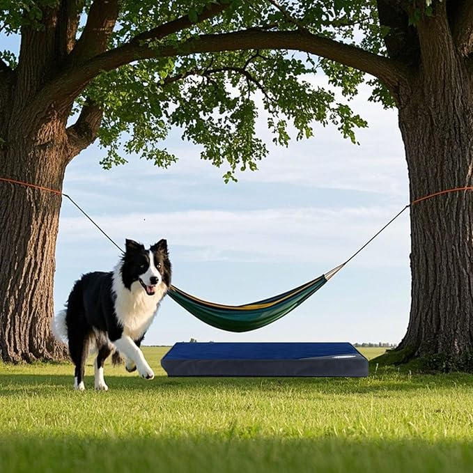 OUPEIWAWA Orthopedic Outdoor Waterproof Dog Beds for Medium Dogs, Washable Pet Bed with Egg Crate Foam Pet Bed Mat for Crate and Removable Oxford Fabric Cover,36"x 26", Navy