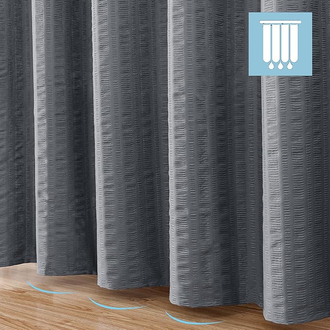 Aiyufeng Moga Grey Shower Curtain 84 Inches Long, 3D Embossed Textured Fabric Shower Curtain for Bathroom - Soft Cloth & Hotel Spa Luxury, Machine Washable, 72X84, Grey