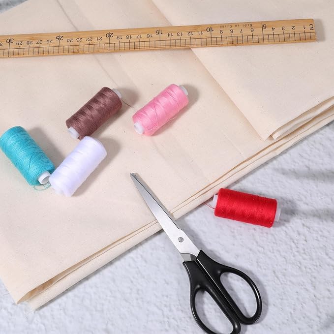 100% Cotton Muslin Fabric, 5.4 Yards x 63 in Natural Color Unbleached Muslin Linen Fabric by The Yard, Medium Weight Draping Fabrics, for Sewing Material Apparel Cloth Quilting Draping
