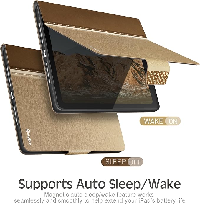 KingBlanc Case for iPad (A16) 11th Generation 11 Inch 2025, iPad 10th Gen 10.9 Inch 2022 with Pencil Holder, PU Leather Protective Cover, Auto Sleep/Wake, Viewing/Typing Angle, Magnetic Clasp, Beige