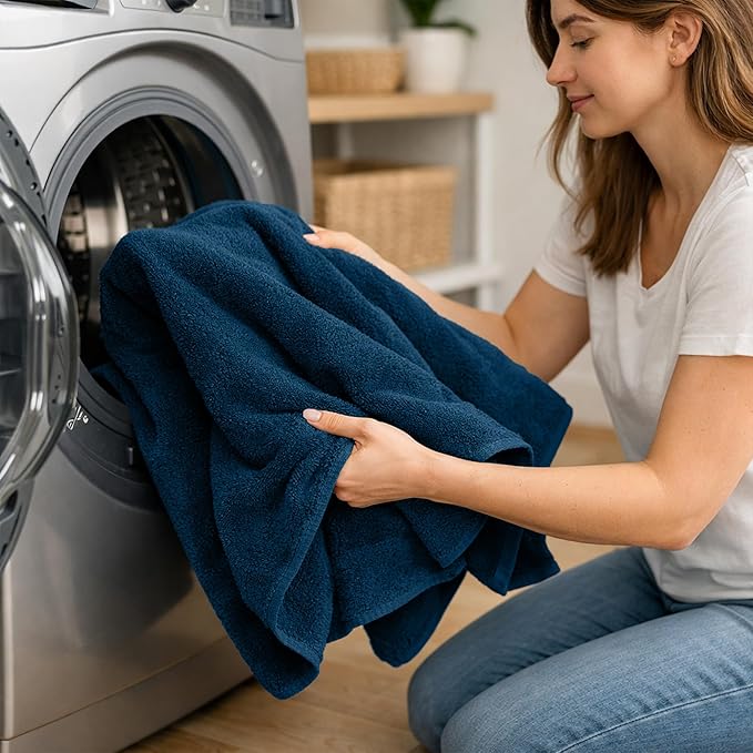 RIVERSIDE Pack of 2 Extra Large Bath Sheets 35 x 70 Inches - 100% Ring Spun Cotton Hotel Quality Oversized Bath Towels - Super Soft, Highly Absorbent & Quicker to Dry - Blue Opal