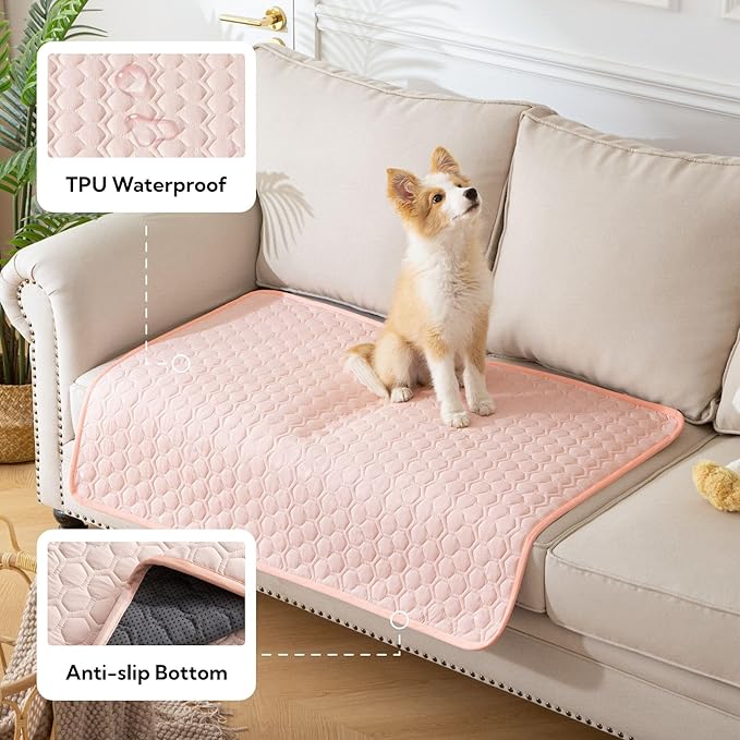 Soulbond Cooling Mat for Large Dogs - 25"x35" Washable Cooling Pad for Dogs & Cats, QMAX>0.3, Anti-Slip Bottom, Portable Summer Cool Pet Bed Pad for Outdoor/Indoor/Cars/Travel Use, Pink
