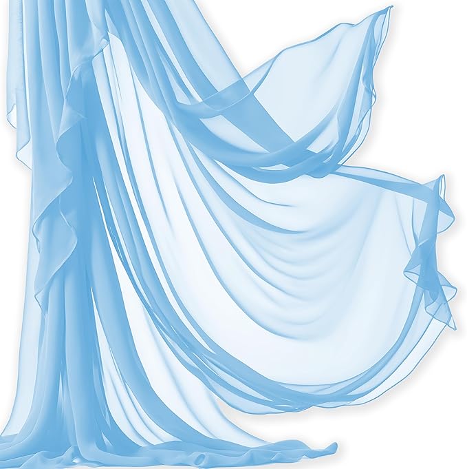Barcelonetta | Chiffon Fabric | Decoration, Drapery Fabric | Wedding, Gender Reveal, Baby Shower, Birthday | for Arbor, Arch, Canopy, Table and Chair Decoration (Light Blue, 5 Yards)