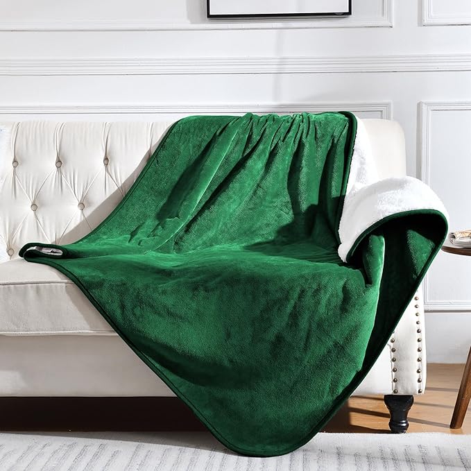 Yaning Waterproof Blanket for Bed Couch Sofa, Soft Liquid Pee Proof Pet Blanket for Dog Puppy Cat, Reversible Sherpa Fleece Furniture Protector (Green, 60x80 inches)