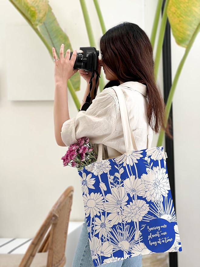 Eco Right Tote Bag for Women, Reusable Grocery Bag, Canvas Tote Bag for Shopping, Cotton Bag for Daily Use, Gifts for Women
